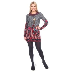 NWT Women’s White Mark Embroidered Sweater Mini Dress Tunic Gray Size. XL